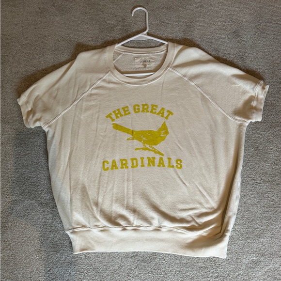 The Great - Perched Cardinal Graphic Sweatshirt in Washed White - Picture 5 of 11